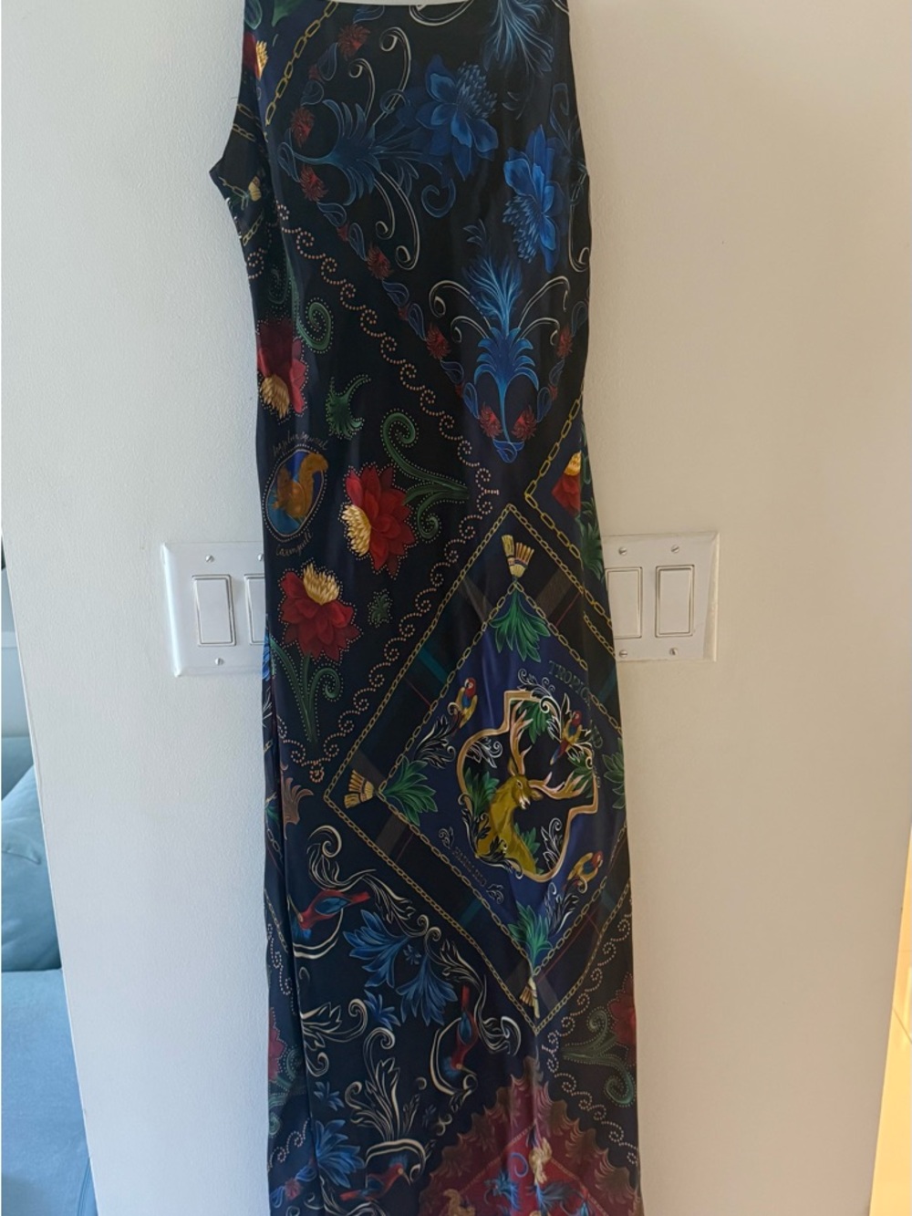 FARM Rio Black Floral Patchwork Slip Maxi Dress M New - Picture 5 of 8
